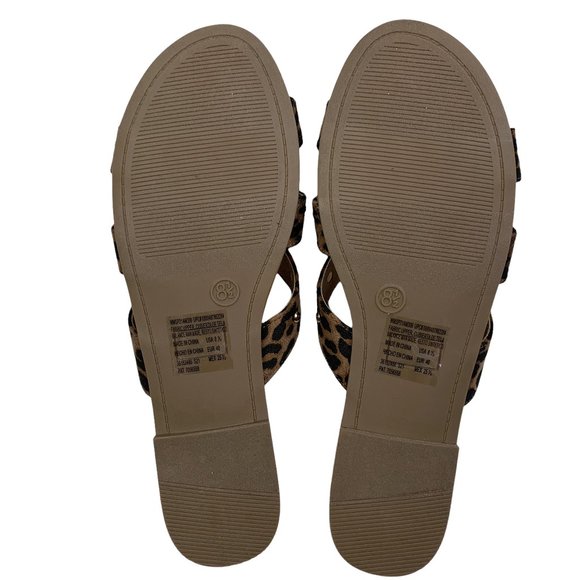 Scoop Leopard/Animal Print/Cheetah Print Faux Suede Studded Sandals Women's 8.5 - Picture 3 of 4